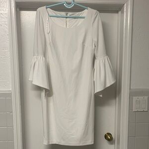 Calvin Klein Elegant White Bell Sleeve Dress